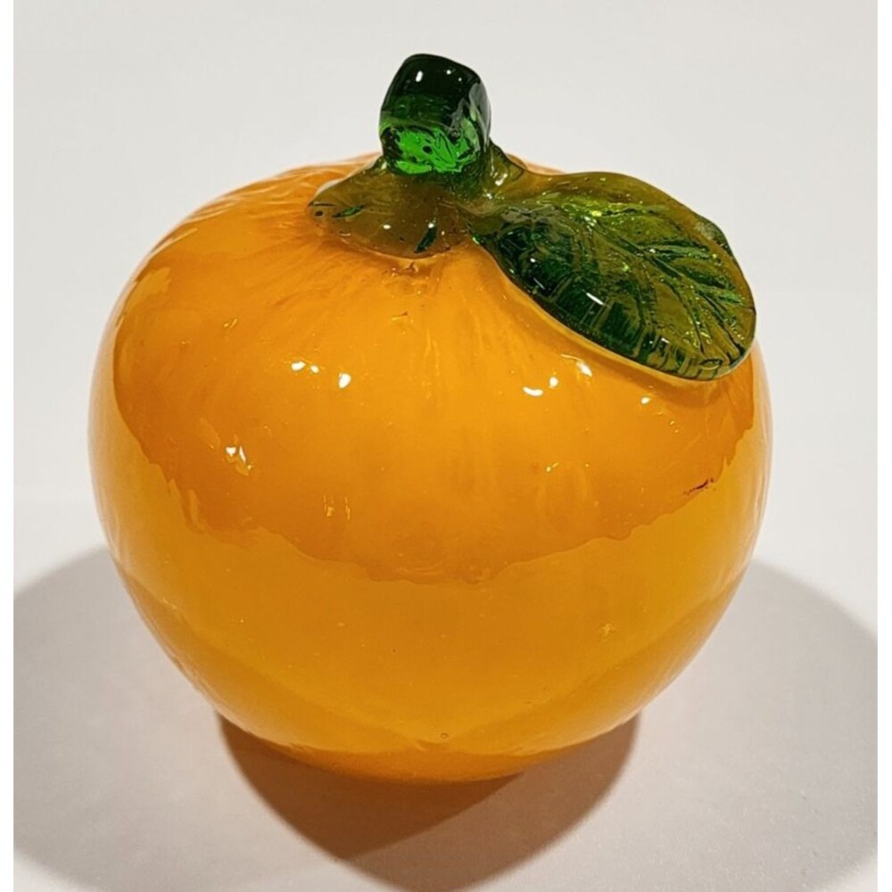 Vintage Glass Orange Fruit Paperweight Hand Blown